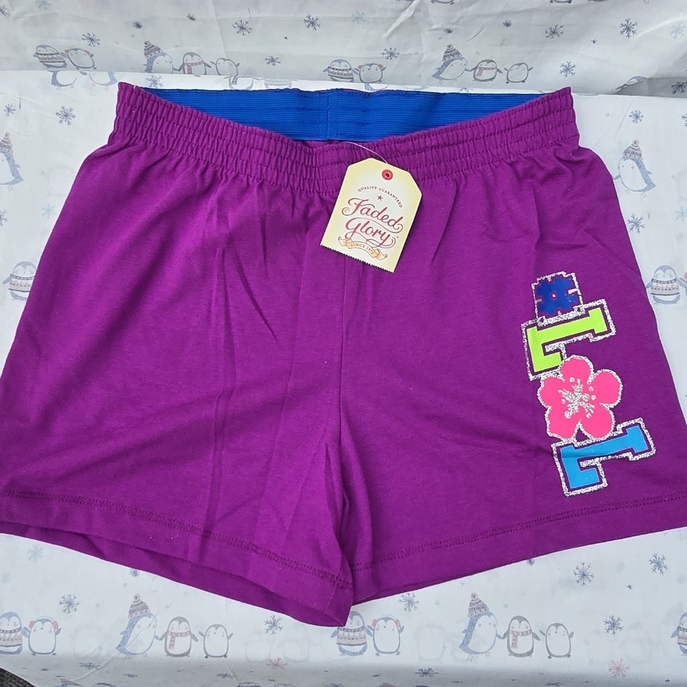Faded Glory purple and blue shorts. SizeL (10-12)